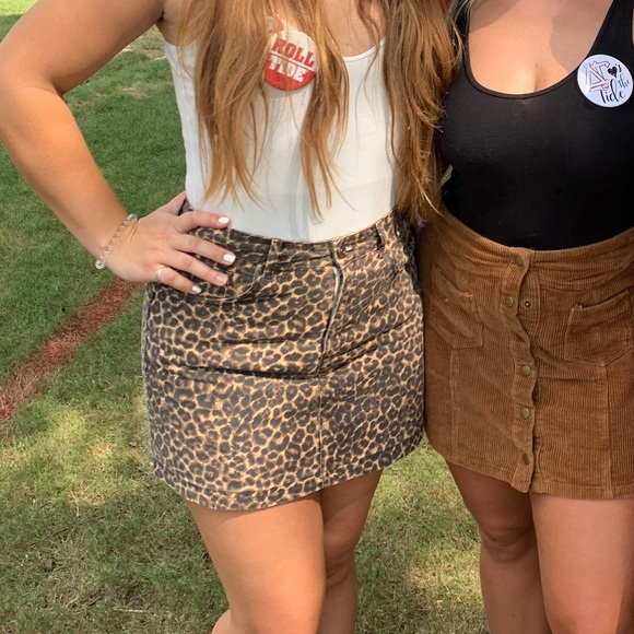 Leopard Denim Skirt - Picture 1 of 10